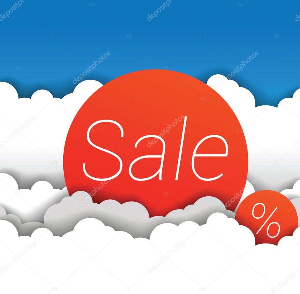 Vector sale sign in clouds