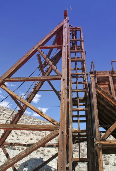 Gold and silver mine shaft head frame — Stock Photo, Image