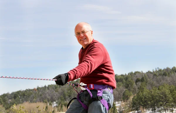 Rock climbing senior male 2 — Stock Photo, Image