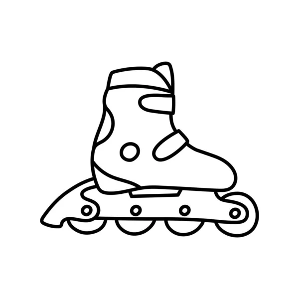 ローラースケート スポーツ用品ラインスケッチ 手描きのドアアウトラインアイコン ベクトル黒と白のフリーハンドフィットネスイラスト — ストックベクタ