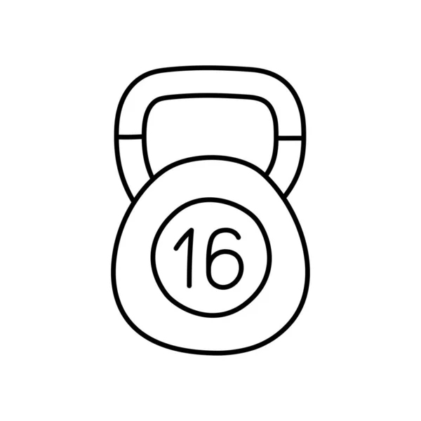 Kettlebell Kilogramos Esbozo Línea Equipos Deportivos Icono Dibujado Mano Del — Vector de stock