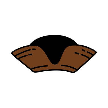 Korsan şapkası skeci. Karalama el çizimi çizimi. Vektör simgesi