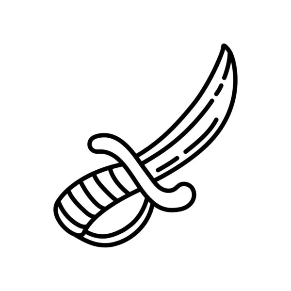 Pirate Dagger Sketch Doodle Hand Drawn Illustration Vector Line Icon — Stock Vector