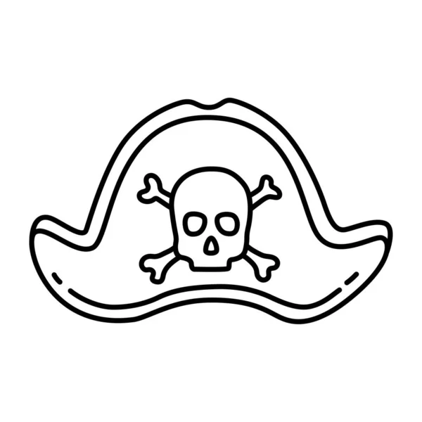 Pirate Hat Sketch Doodle Hand Drawn Illustration Vector Line Icon — Stock Vector