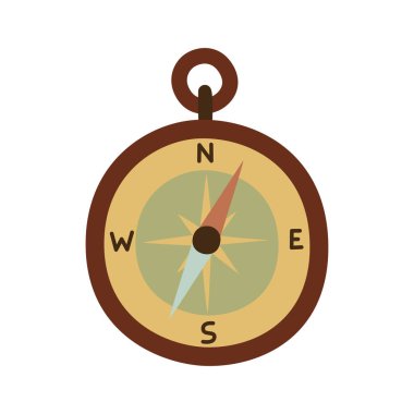 Turist yolu pusulası çizimi. Yürüyüş malzemesi. Vektör illüstrasyonu