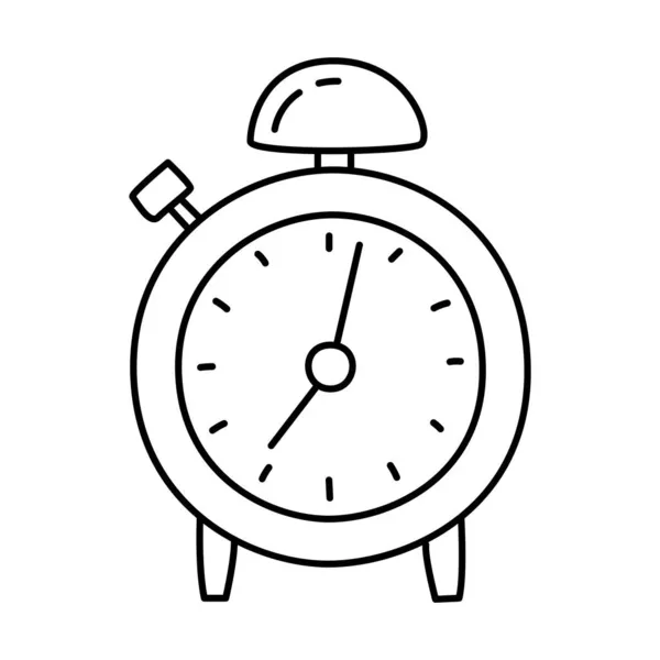Esboço Relógio Alarme Ilustração Vetor Doodle Preto Branco Desenhado Mão —  Vetores de Stock