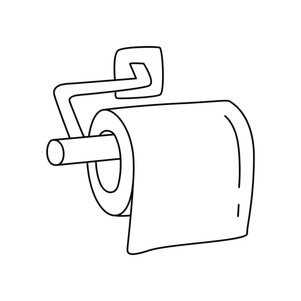Toiletpapier Houder Schets Met Hand Getekend Zwart Wit Doodle Vector — Stockvector