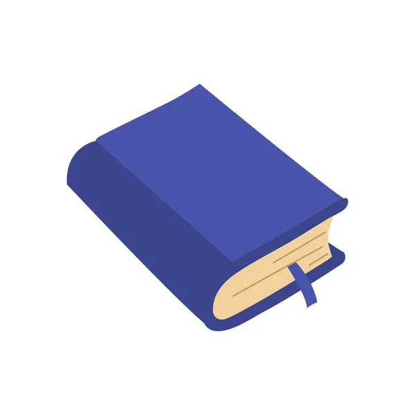 Blue Closed Book Bookmark School Textbook Vector Illustration — Stock Vector