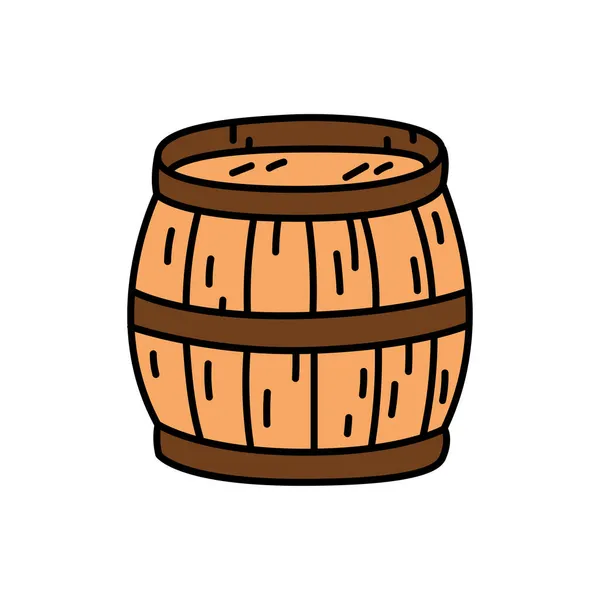 Wooden Barrel Pirate Item Sketch Doodle Hand Drawn Illustration Vector — Stock Vector