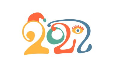 2022 sancak. Yeni yıl takvim kapağı. Soyut garip renkli tasarım. Renk vektörü illüstrasyonu