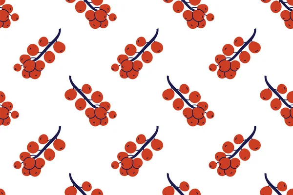 Groseille Rouge Motif Sans Couture Berry Illustration Vectorielle Dessinée Main — Image vectorielle