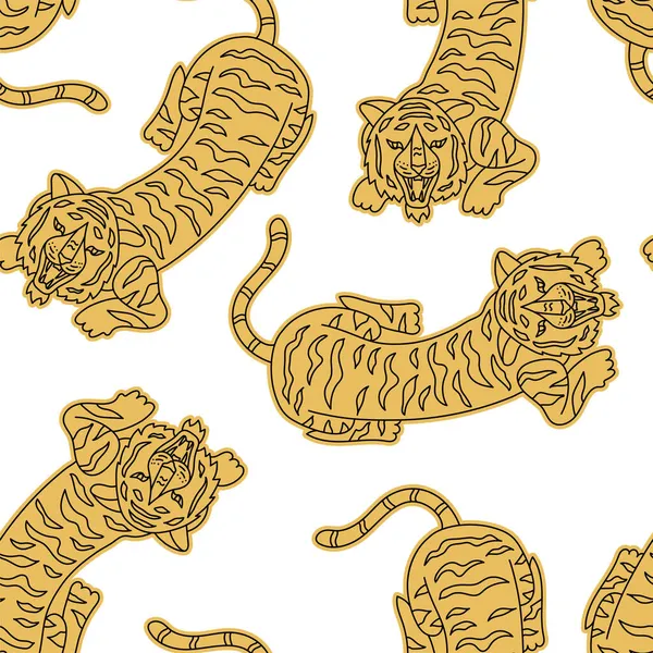 Çin kaplanı kusursuz desen. Ay 2022 Yeni Yıl Şablonu. Zodiac burcu. Hayvan silueti. Burç simgesi