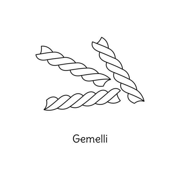 Gemelli Těstoviny Ilustrace Vektorový Náčrtek Tradiční Italské Jídlo Ručně Kreslený — Stockový vektor