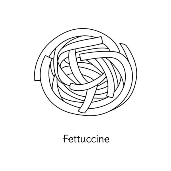 Fettuccinová Ilustrace Těstovin Vektorový Náčrtek Tradiční Italské Jídlo Ručně Kreslený — Stockový vektor