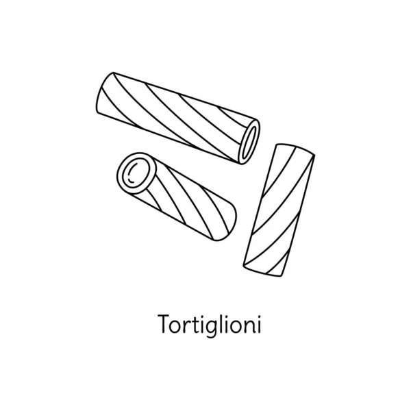 Tortiglioni Pasta Illustration Vektorns Klottringsskiss Traditionell Italiensk Mat Handritad Bild — Stock vektor