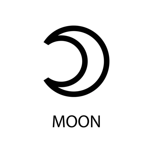 Simbolo Del Pianeta Luna Segno Vettoriale Nero Bianco Calendario Astrologico — Vettoriale Stock
