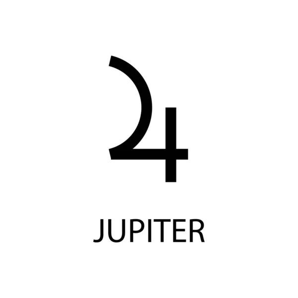 Jupiter Symbole Planète Signe Vectoriel Noir Sur Blanc Calendrier Astrologique — Image vectorielle