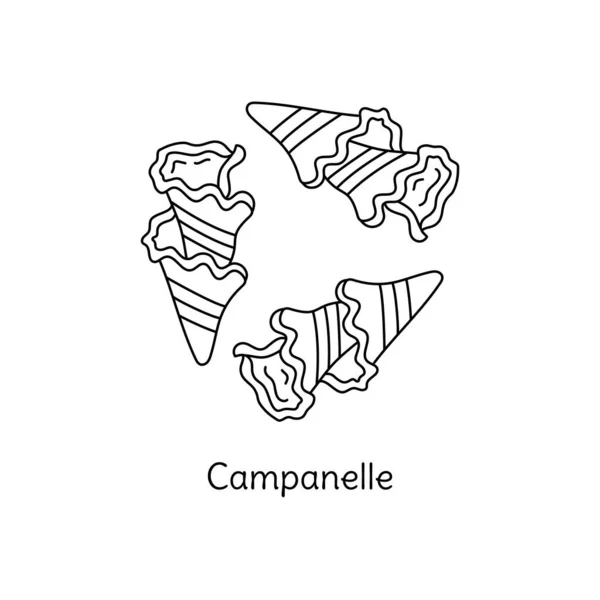 Ukázka Těstovin Campanelle Vektorový Náčrtek Tradiční Italské Jídlo Ručně Kreslený — Stockový vektor
