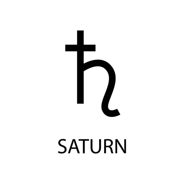 Icône Saturne Symbole Planète Signe Vectoriel Noir Sur Blanc Calendrier — Image vectorielle