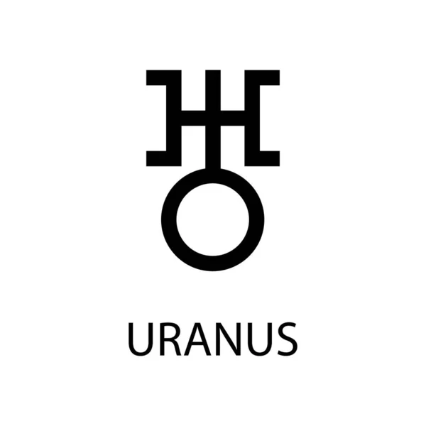Icône Uranus Symbole Planète Signe Vectoriel Noir Sur Blanc Calendrier — Image vectorielle