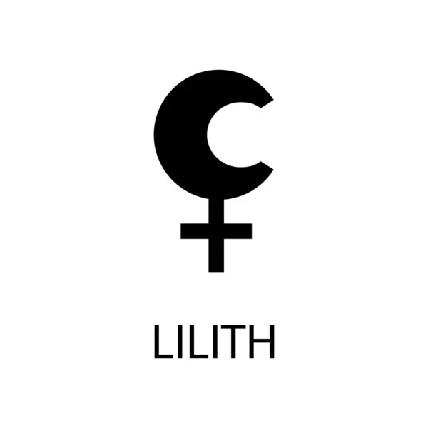 Icône Lilith Symbole Planète Signe Vectoriel Noir Sur Blanc Calendrier — Image vectorielle