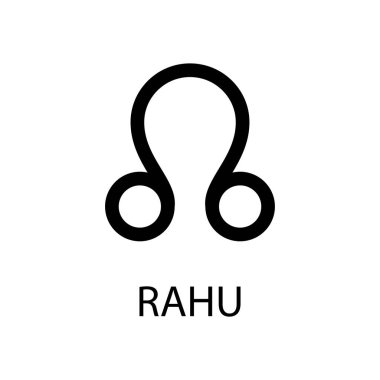 Rahu gezegeni sembolü. Ay düğümü yükseltiliyor. Beyaz üzerine siyah vektör işareti. Astrolojik takvim. Jyotisha. Hinduizm, Hindistan ya da Vedic astroloji burçları.