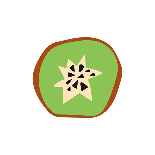 Kiwi. Schnitte fruchten. Farbige Pappe oder Papier formen. Lustige kindische Applikation — Stockvektor