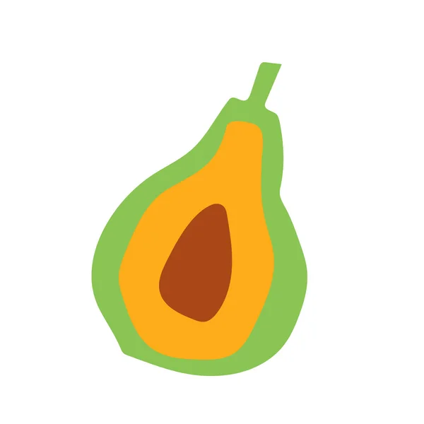 Avocat. Il coupe des fruits. Forme de carton coloré ou de papier. Application enfantine drôle — Image vectorielle