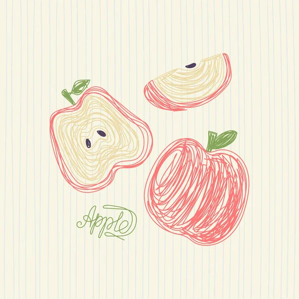 Fruta Manzana Ilustración Vectorial Dibujada Mano Pluma Marcador Garabato Boceto Ilustración de stock