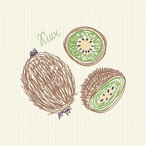 Fruta Kiwi Ilustração Vetorial Desenhada Mão Esboço Caneta Marcador — Vetor de Stock