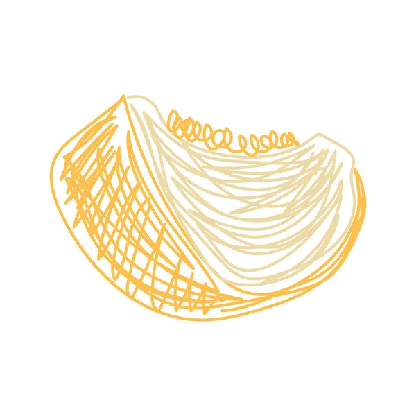 Frutta Melone Illustrazione Vettoriale Disegnata Mano Penna Pennarello Schizzo Scarabocchio — Vettoriale Stock
