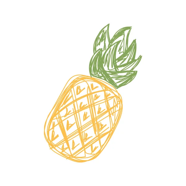 Owoce Ananasowe Ręcznie Rysowany Wektor Ilustracji Szkic Wstrzykiwacza Lub Markera — Wektor stockowy