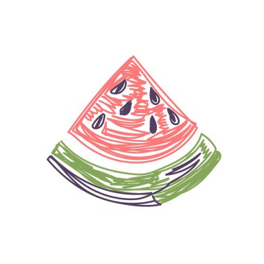 Karpuz meyvesi. El çizimi vektör çizimi. Kalem ya da keçeli kalem çizimi.