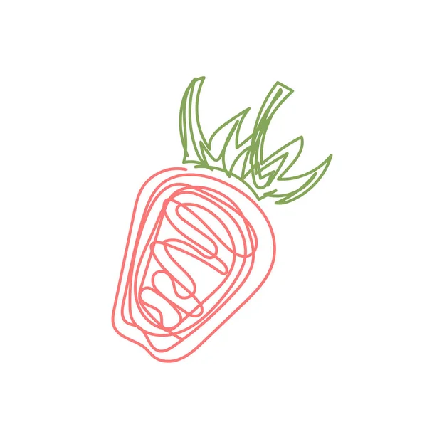 Erdbeerfrucht. Handgezeichnete Vektorillustration. Feder- oder Marker-Doodle-Skizze. — Stockvektor