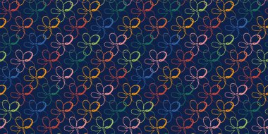 Çiçeksiz desen. Renkli papatya çayı ya da papatya çayı. El çizimi vektör çizimi. Renkli kalem, kalem ya da işaret çizimi