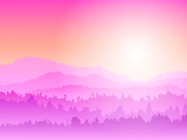Mountain pink Sunrise — Stock Vector