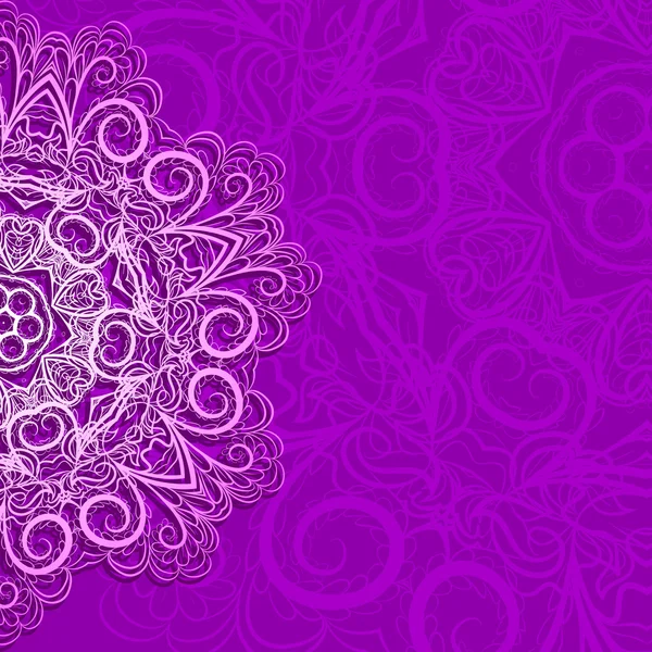 Half of pink snowflake on purple background — Stock Vector
