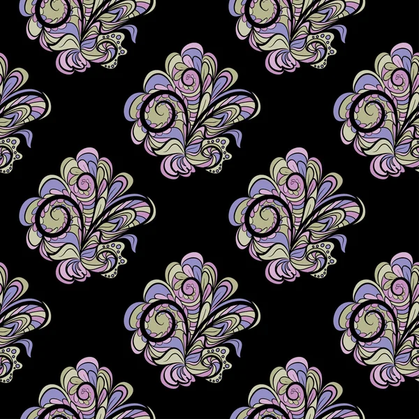 Motif floral sans couture à fond noir — Image vectorielle