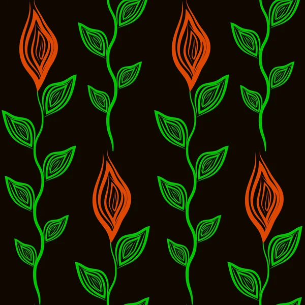 꽃과 잎과 완벽 한 패턴 — 스톡 벡터
