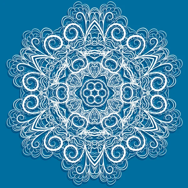 Copo de nieve blanco sobre azul — Vector de stock