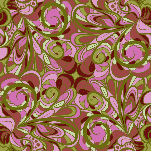 Rosa-verde floral sin costura — Vector de stock