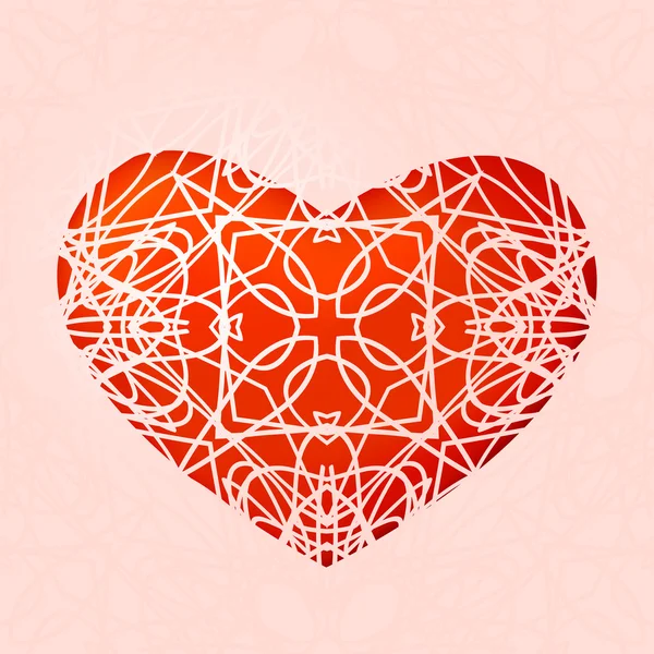 Red heart with lace ornament — Stock Vector