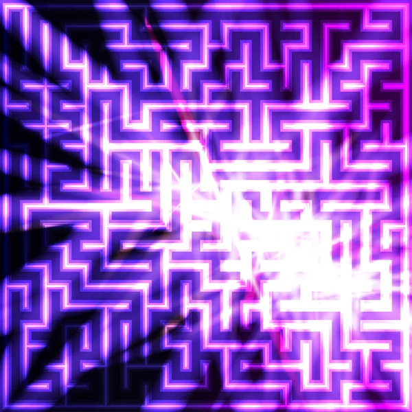 Violet doolhof met licht — Stockvector