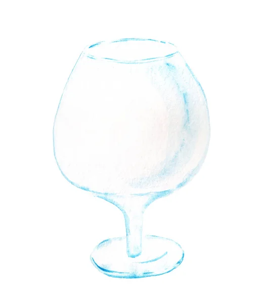 Watercolor image of wineglass for brandy or cognac — Stock Photo, Image