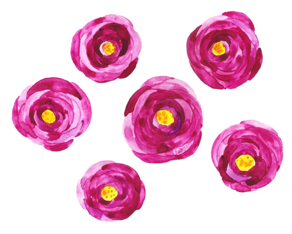 Set of watercolor decorative flowers — Stock Photo, Image