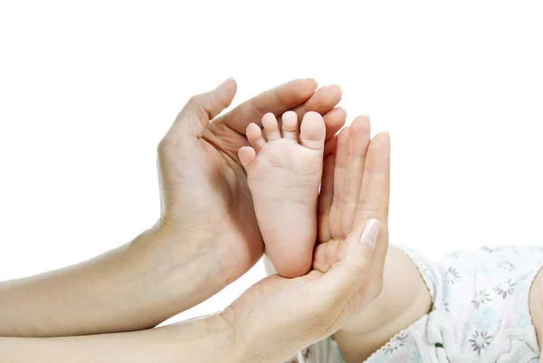 Baby foot and hand mom — Stock Photo, Image