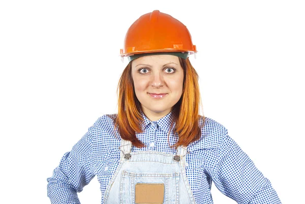Werknemer in uniform met helm — Stockfoto