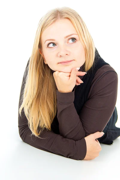 Menina loira bonita isolado — Fotografia de Stock