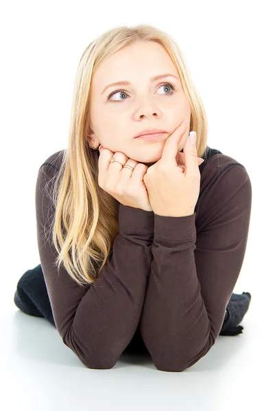 Beautiful blonde girl lying — Stock Photo, Image