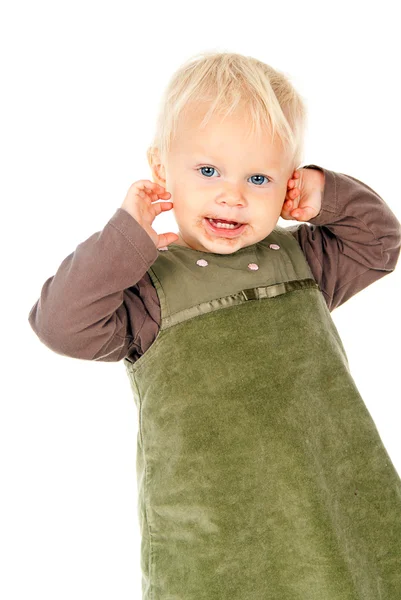 Beautiful little child looks — Stock Photo, Image